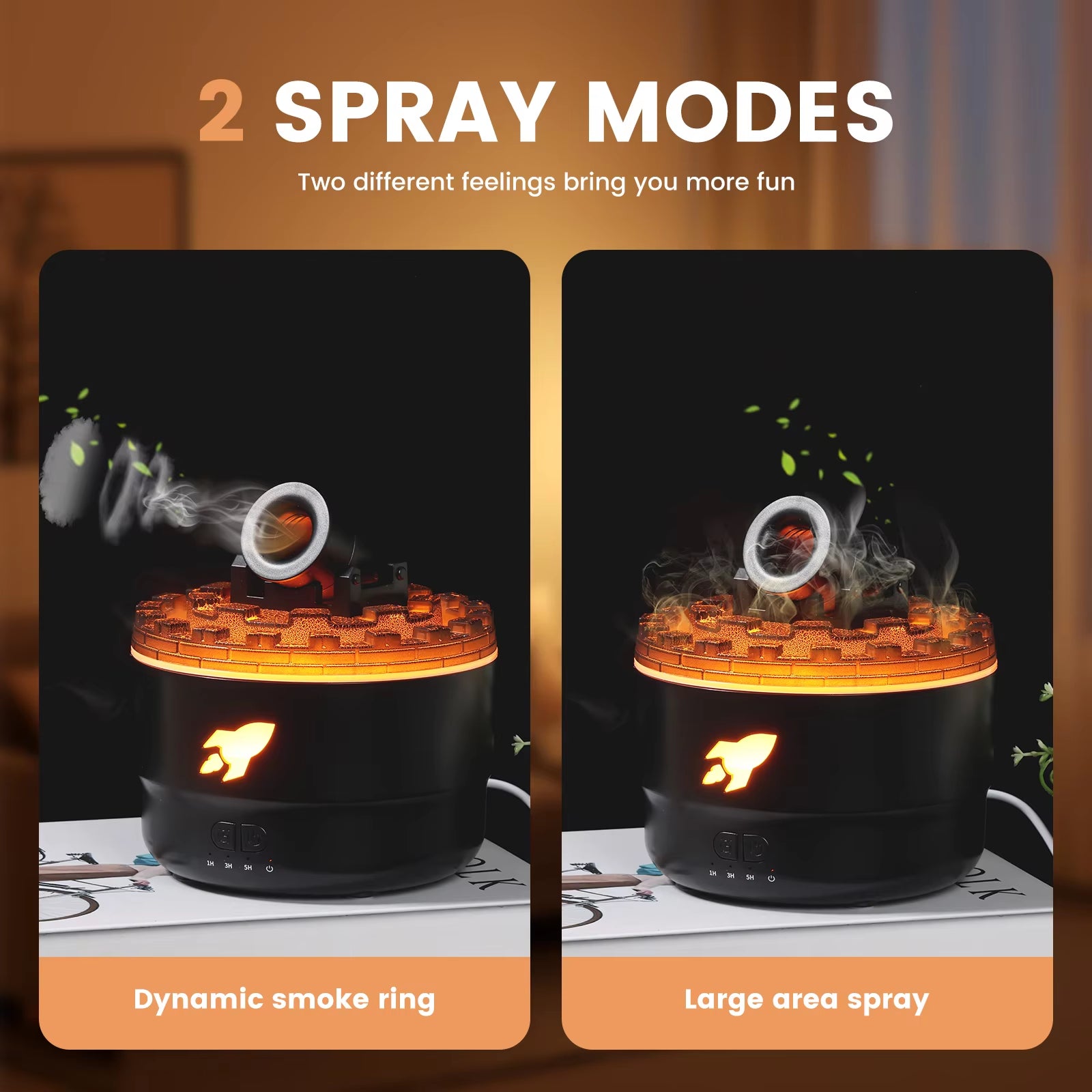 Desktop Humidifier with Colorful LED Light 2 Spray Modes Humidifier Diffuser with Timer 280ML Aroma Vapor Creative Humidifier